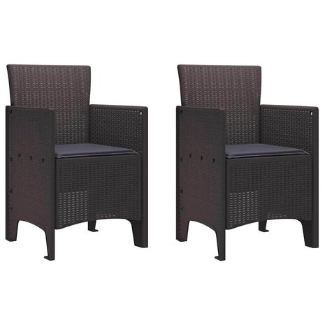 Tuinstoel 2 pcs Bruin 53 x 49 x 85 cm PP 2