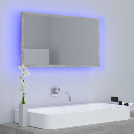 Badkamerspiegel LED 80x8,5x37 cm acryl betongrijs 3