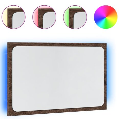 Badkamerspiegel met LED 60x8,5x38 cm bewerkt hout bruin eiken 2