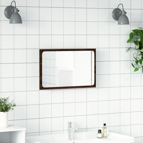 Badkamerspiegel met LED 60x8,5x38 cm bewerkt hout bruin eiken 4