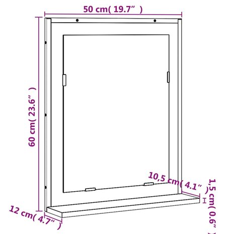 Badkamerspiegel met schap 50x12x60 cm hout bruin eikenkleurig 9