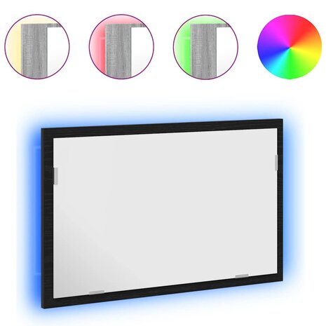 Badkamerspiegel met LED-verlichting 60x8,5x37 cm zwart eiken 2