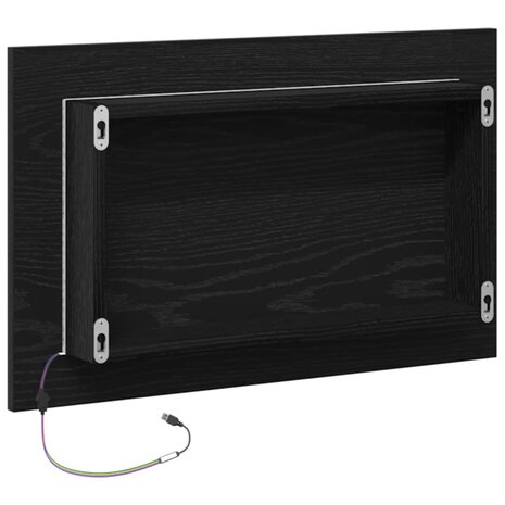 Badkamerspiegel met LED-verlichting 60x8,5x37 cm zwart eiken 8
