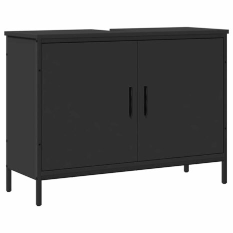 Wastafelkast 80x30x60 cm bewerkt hout zwart 2