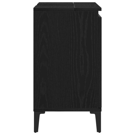Wastafelkast met plank Zwart eiken 58 x 33 x 60 cm Bewerkt hout 8