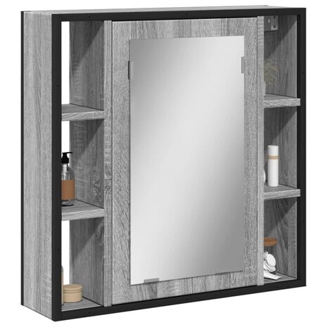 Badkamerspiegelkast 60x16x60 cm bewerkt hout grijs sonoma eiken 1