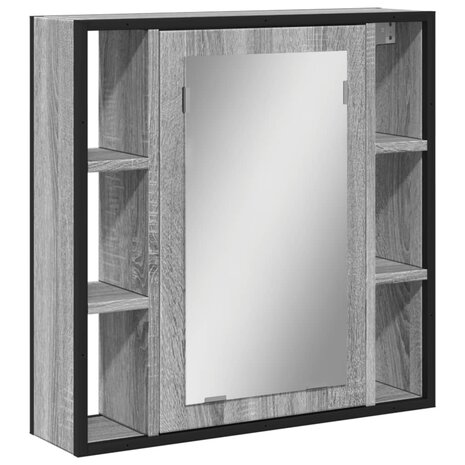 Badkamerspiegelkast 60x16x60 cm bewerkt hout grijs sonoma eiken 2