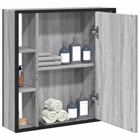 Badkamerspiegelkast 60x16x60 cm bewerkt hout grijs sonoma eiken 4