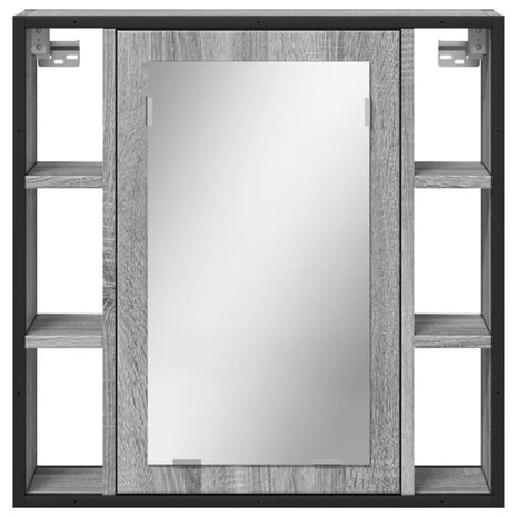 Badkamerspiegelkast 60x16x60 cm bewerkt hout grijs sonoma eiken 5