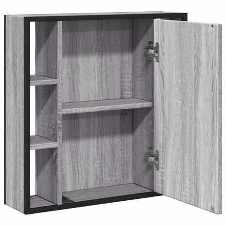 Badkamerspiegelkast 60x16x60 cm bewerkt hout grijs sonoma eiken 6