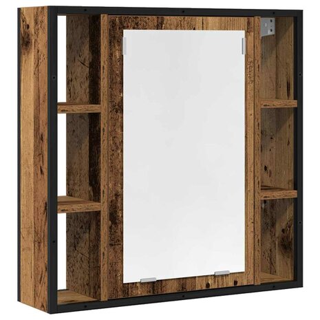 Badkamerspiegelkast 60x16x60 cm spaanplaat oud hout 2