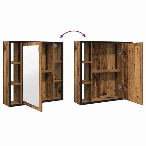 Badkamerspiegelkast 60x16x60 cm spaanplaat oud hout 7