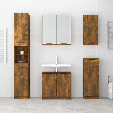 Badkamerkast wandgemonteerd 32x20x67 cm gerookt eikenkleurig 3