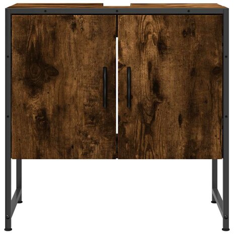 Badkamerkast 60x33x60 cm bewerkt hout gerookt eikenkleurig 5