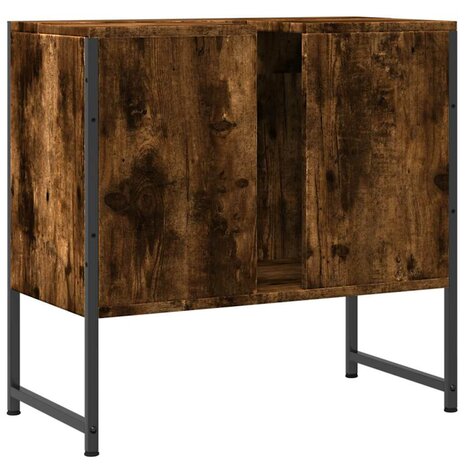 Badkamerkast 60x33x60 cm bewerkt hout gerookt eikenkleurig 8