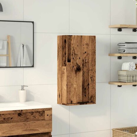 Badkamerkast wandgemonteerd 32x20x67 cm oud houtkleurig 3