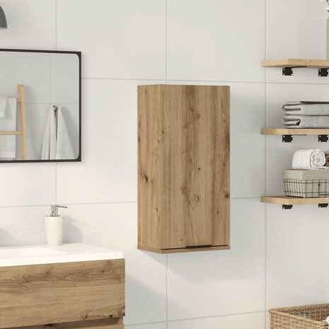 Badkamerkast wandgemonteerd 32x20x67 cm artisanaal eikenkleur 1