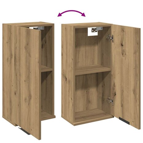 Badkamerkast wandgemonteerd 32x20x67 cm artisanaal eikenkleur 7