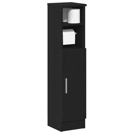 Badkamerkast met rolhouder 20,5x22x90 cm zwart 1