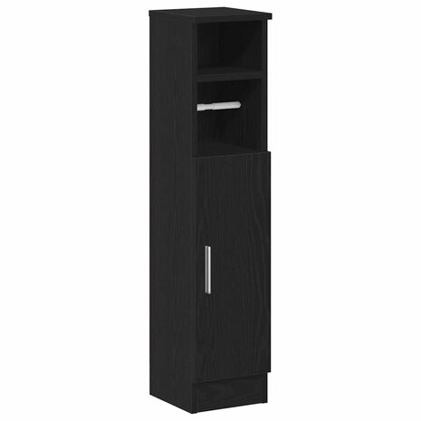Badkamerkast met rolhouder 20,5x22x90 cm zwart 2