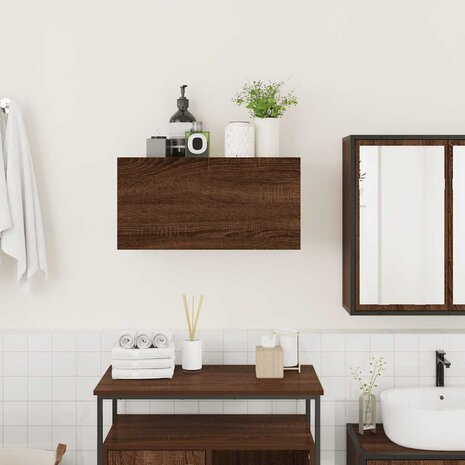 Badkamerwandkast 60x25x30 cm bewerkt hout bruin eikenkleur 3