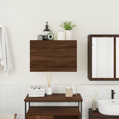 Badkamerwandkast 60x25x40 cm bewerkt hout bruin eikenkleur 3