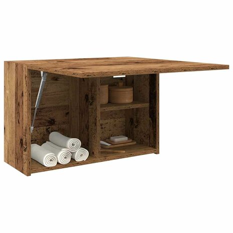 Badkamerwandkast 60x25x40 cm bewerkt hout oud houtkleurig 4