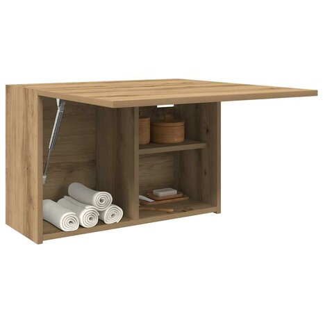 Badkamerwandkast 60x25x40 cm bewerkt hout artisanaal eikenkleur 4