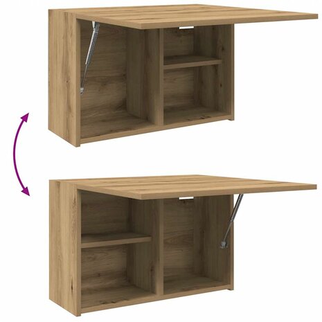 Badkamerwandkast 60x25x40 cm bewerkt hout artisanaal eikenkleur 9