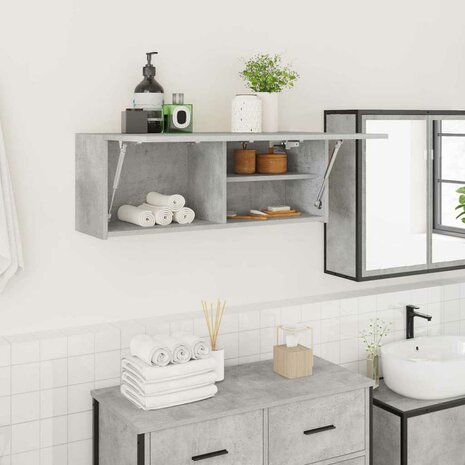 Badkamerwandkast 80x25x30 cm bewerkt hout betongrijs 1
