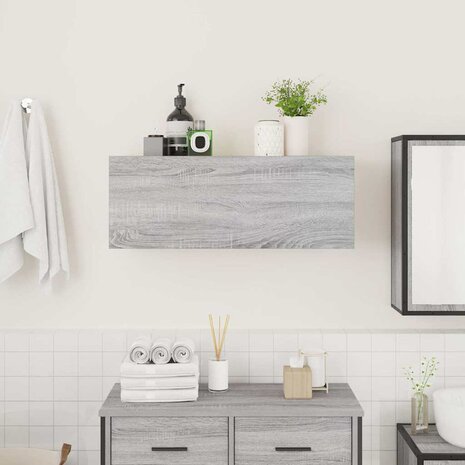 Badkamerwandkast 80x25x30 cm bewerkt hout grijs sonoma eiken 3