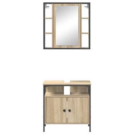Badkamermeubelset 2 pcs Bruin 60 x 30 x 60 cm Bewerkt hout 7
