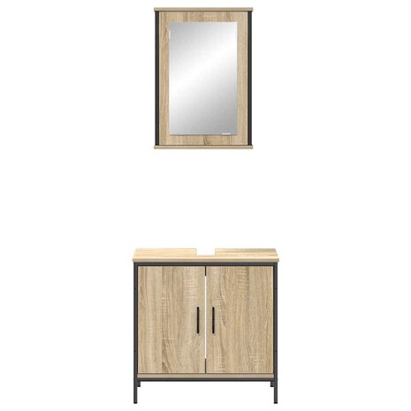 Badkamermeubelset 2 pcs Bruin 60 x 30 x 60 cm Bewerkt hout 7