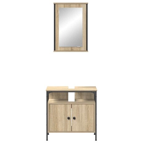 Badkamermeubelset 2 pcs Bruin 60 x 30 x 60 cm Bewerkt hout 7
