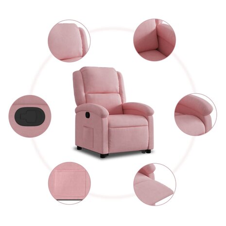 Sta-op-stoel verstelbaar fluweel roze 7