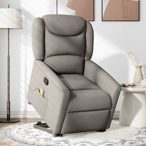 Sta-op-massagestoel verstelbaar stof taupe 2