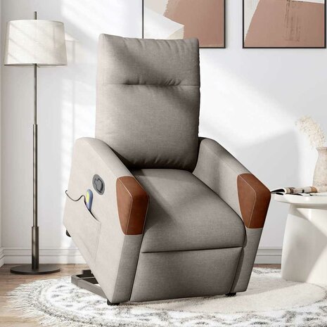 Sta-op-massagestoel verstelbaar stof taupe 2