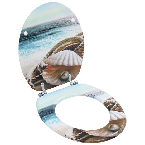 Toiletbrillen 2 st met deksels schelpontwerp MDF 2