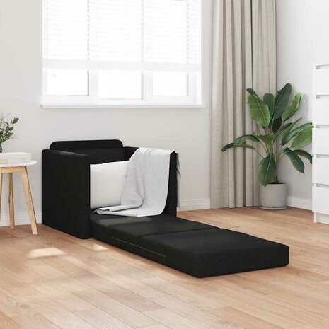 Vloerslaapbank met kussen Zwart 74 x 77 x 81 cm Stof 3