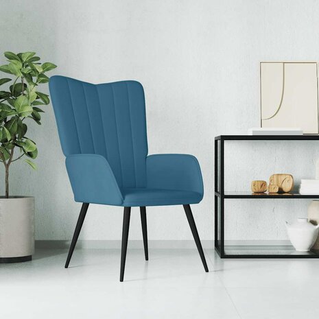Relaxstoel fluweel blauw 1