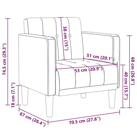 Fauteuil met armleuningen Lichtgrijs 53 cm Fluweel 8