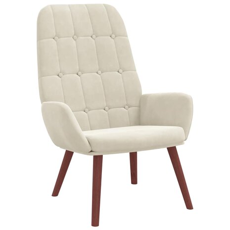 Relaxstoel fluweel crèmewit 2