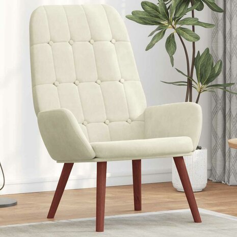 Relaxstoel fluweel crèmewit 3