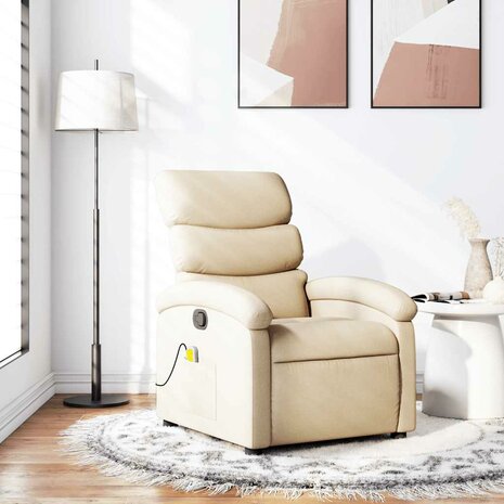 Massagestoel met crèmekleurige stof 1