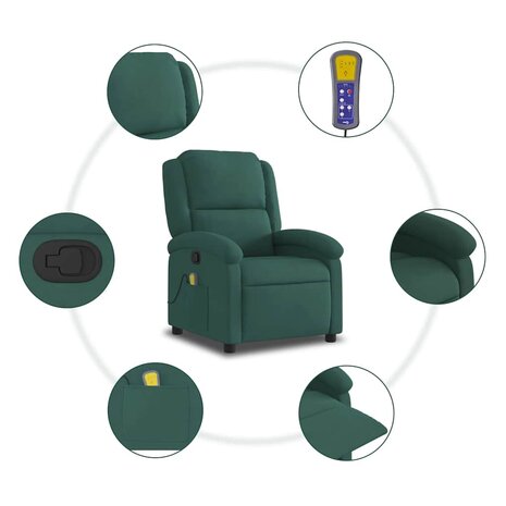 Massagestoel in donkergroen fluweel 6