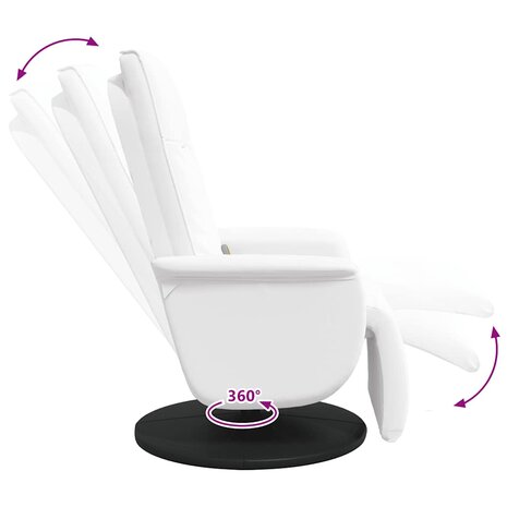 Massagestoel verstelbaar met voetensteun kunstleer wit 7