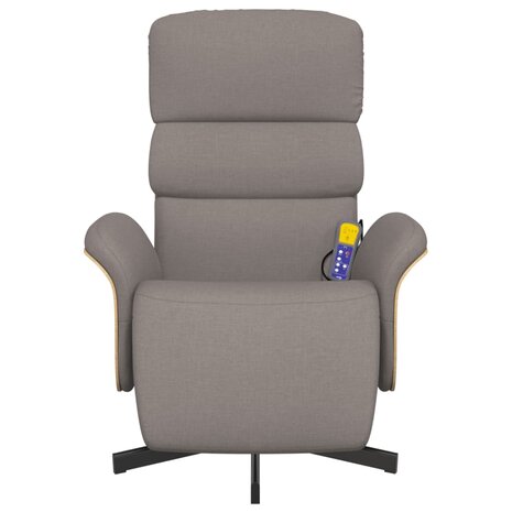 Massagestoel verstelbaar met voetensteun stof taupe 3