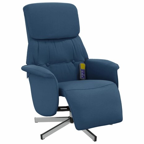 Massagestoel verstelbaar met voetensteun stof blauw 3