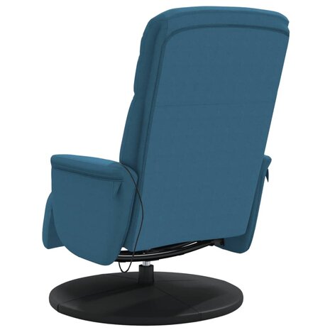 Massagestoel verstelbaar met voetensteun fluweel blauw 6