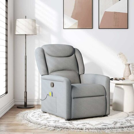 Massagestoel verstelbaar stof lichtgrijs 1